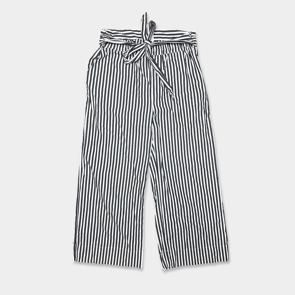 INWEAR ATELIER Pants Size 10 Stripe Dark Gray/Black White High Rise Wide Leg GUC